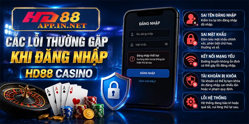 Các lỗi thường gặp khi đăng nhập HD88
