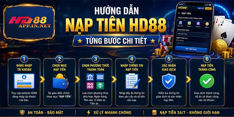 Hướng dẫn nạp tiền HD88 từng bước chi tiết