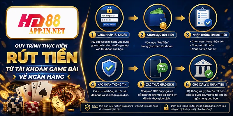 Quy trình thực hiện rút tiền từ tài khoản game bài về ngân hàng